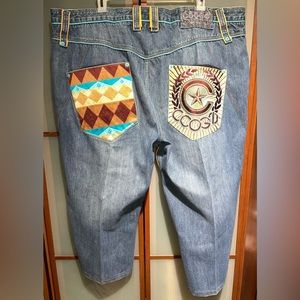 Coogi Mens Australia Size W 48 x L 26.5 Embroidered Pockets Blue Denim Jeans